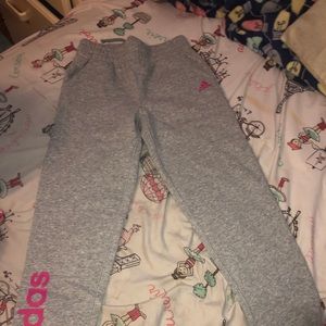 Adidas gray and pink joggers
